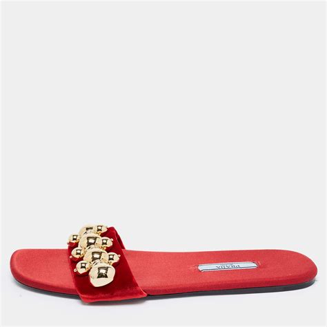 prada mule sale|Prada flat velvet slides.